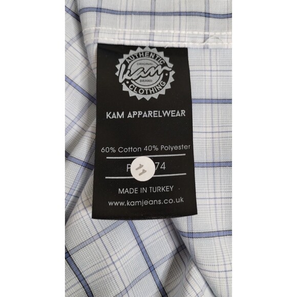 NWT Kam Jeans 5xl Men's Plaid Button Up Short Sleeve Business Casual Shirt - Picture 9 of 10